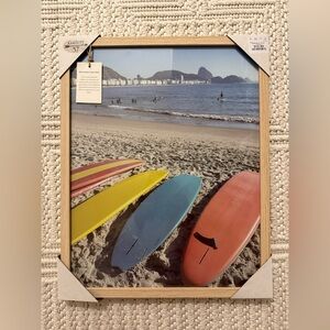 Gallery Coastal Surfboard Print with Natural Wood Frame